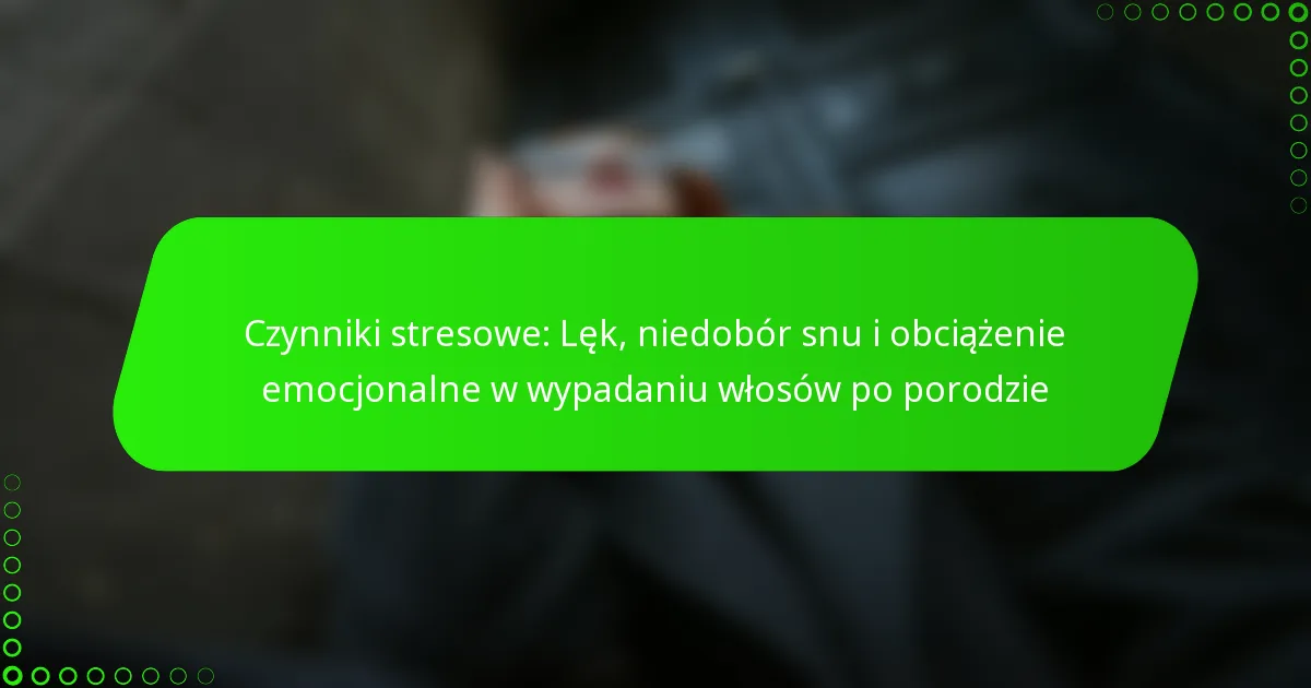 Czynniki stresowe: Lęk, niedobór snu i obciążenie emocjonalne w wypadaniu włosów po porodzie