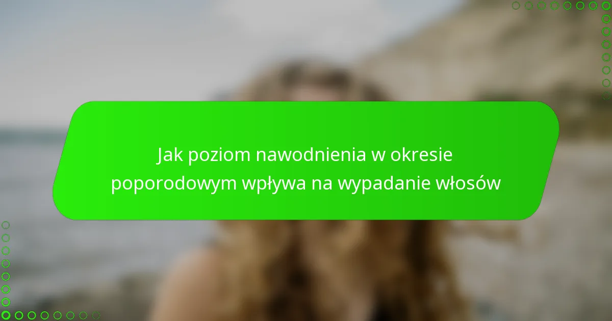 Jak poziom nawodnienia w okresie poporodowym wpływa na wypadanie włosów