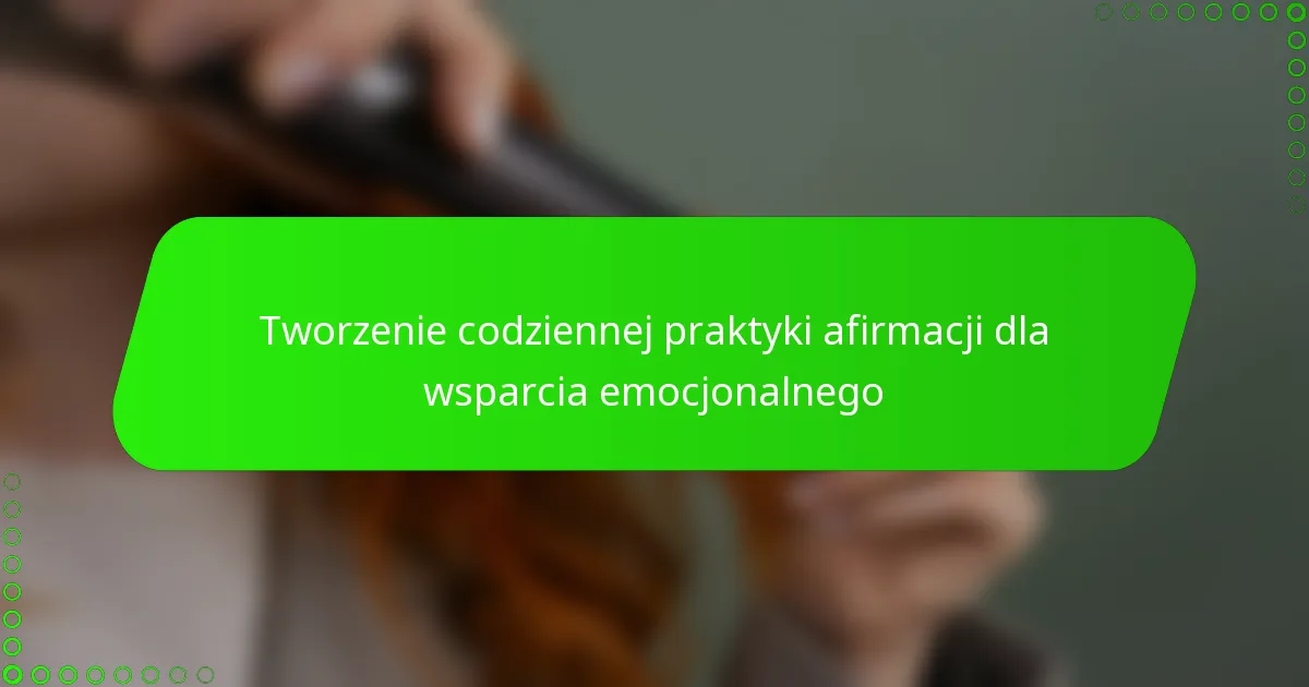 Tworzenie codziennej praktyki afirmacji dla wsparcia emocjonalnego