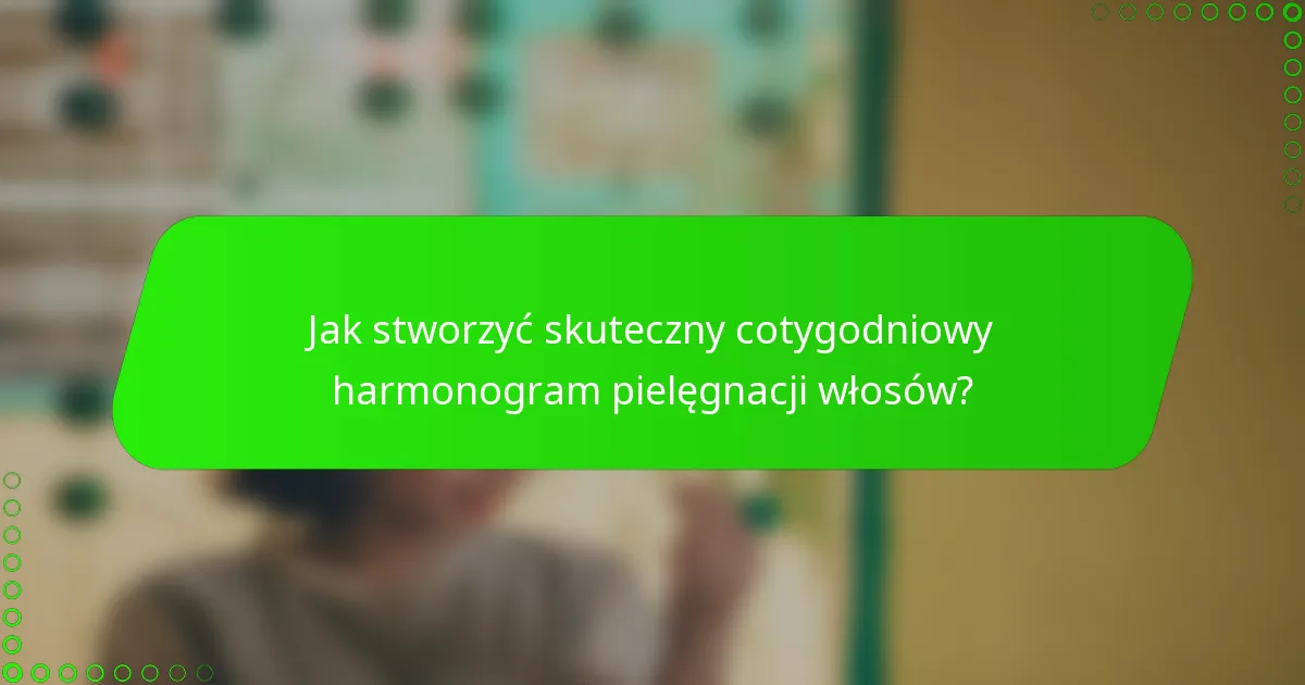 Jak stworzyć skuteczny cotygodniowy harmonogram pielęgnacji włosów?
