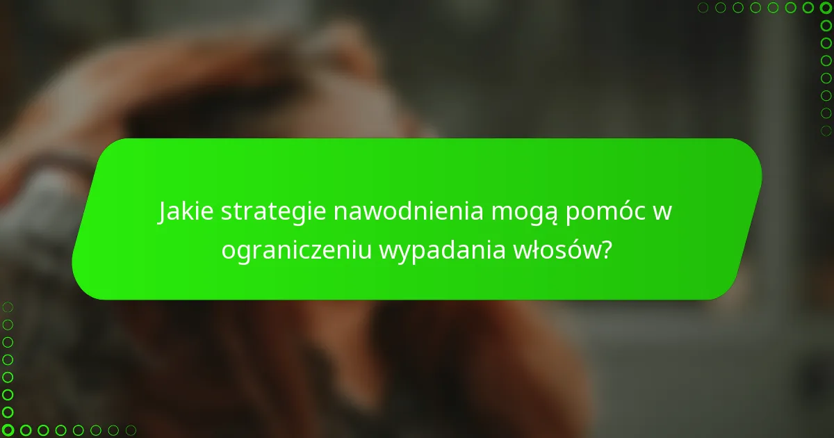 Jakie strategie nawodnienia mogą pomóc w ograniczeniu wypadania włosów?
